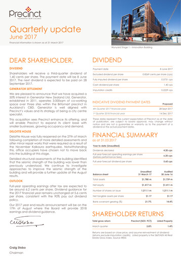 Thumbnail Precinct Properties
 Quarterly Report 2017-q3