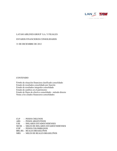 Thumbnail LATAM Airlines  Financial Statement 2012
