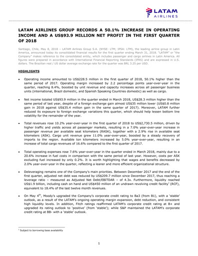 Thumbnail LATAM Airlines  Quarterly Report 2018-q1