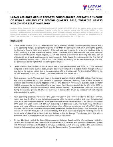 Thumbnail LATAM Airlines  Quarterly Report 2018-q2