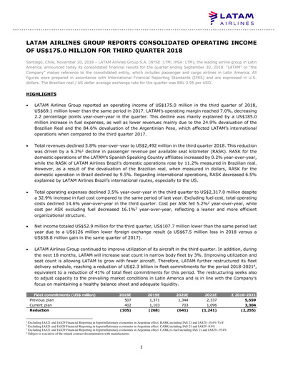 Thumbnail LATAM Airlines  Quarterly Report 2018-q3