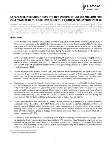 Thumbnail LATAM Airlines  Quarterly Report 2018-q4