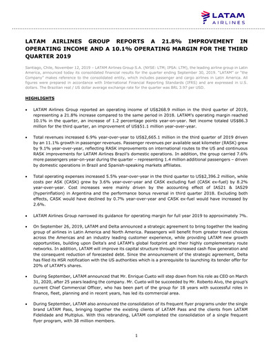 Thumbnail LATAM Airlines  Quarterly Report 2019-q3
