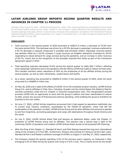 Thumbnail LATAM Airlines  Quarterly Report 2020-q2