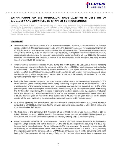 Thumbnail LATAM Airlines  Quarterly Report 2020-q4