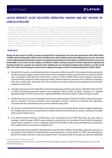 Thumbnail LATAM Airlines  Quarterly Report 2023-q1