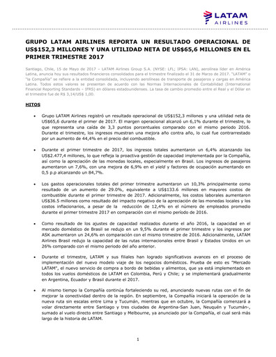 Thumbnail LATAM Airlines  Quarterly Report 2017-q1