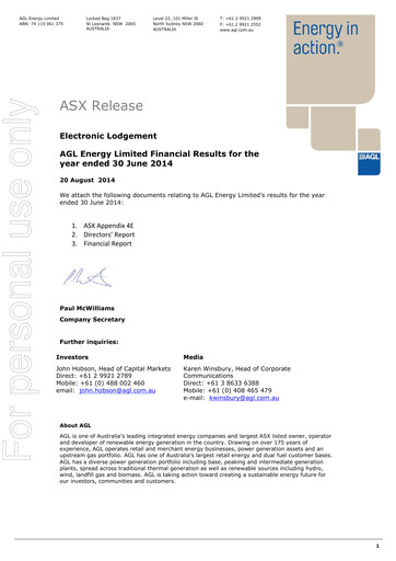 Thumbnail AGL Energy
 Financial Report fy2014