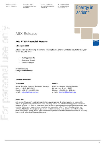 Thumbnail AGL Energy
 Financial Report fy2015