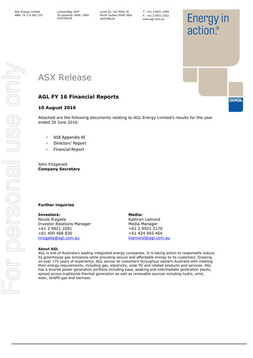 Thumbnail AGL Energy
 Financial Report fy2016