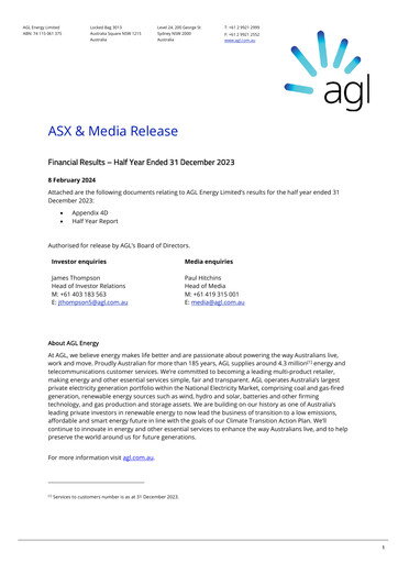 Vorschaubild AGL Energy
 Halbjahresbericht fy2024-h1