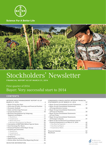 Thumbnail Bayer Quarterly Report 2014-q1