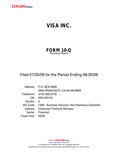 Thumbnail Visa Quarterly Report 2009-q3