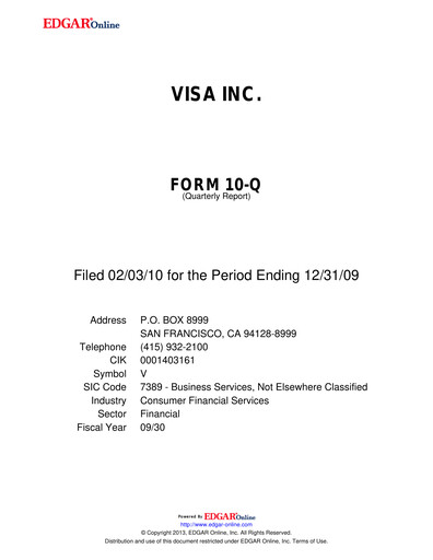 Thumbnail Visa Quarterly Report 2010-q1