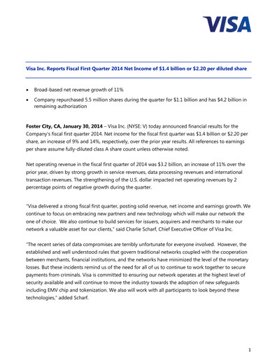 Thumbnail Visa Quarterly Report 2014-q1