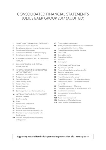 Thumbnail Julius Bär Financial Statement 2017