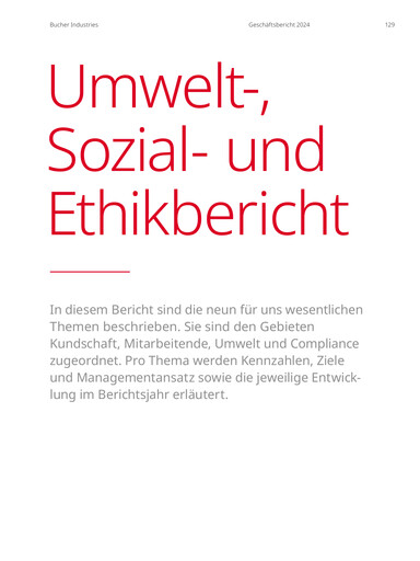 Thumbnail Bucher Industries ESG Report 2024
