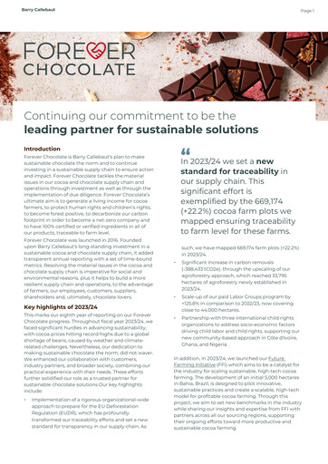 Thumbnail Barry Callebaut
 Sustainability Report 2024