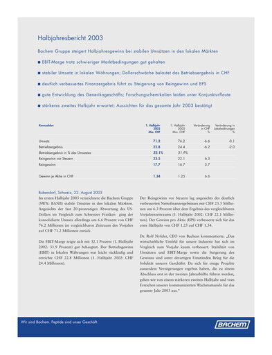 Vorschaubild Bachem Halbjahresbericht 2003-h1