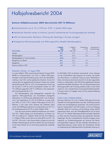 Vorschaubild Bachem Halbjahresbericht 2004-h1