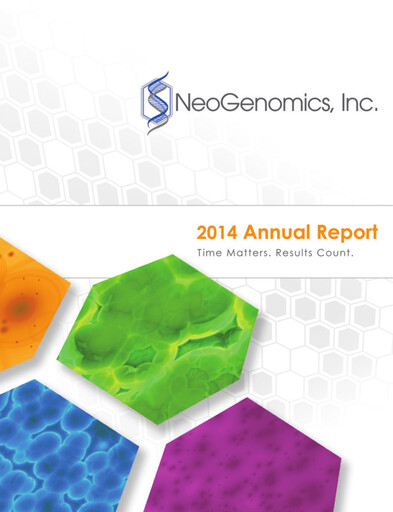 Thumbnail NeoGenomics
 Annual Report 2014