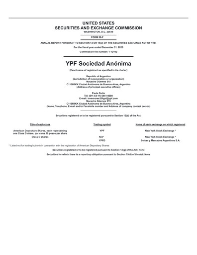 Thumbnail YPF S.A. Annual Report 2025