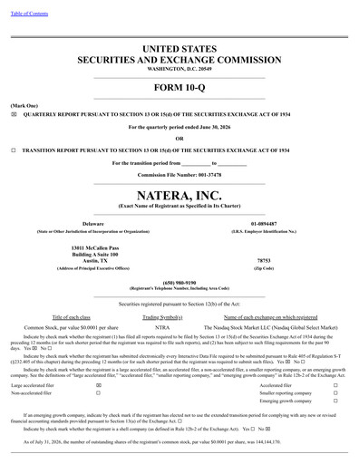 Miniature Natera Rapport trimestriel 2026-q2