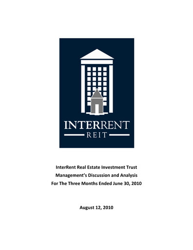 Thumbnail InterRent Real Estate Investment Trust Quarterly Report 2010-q2