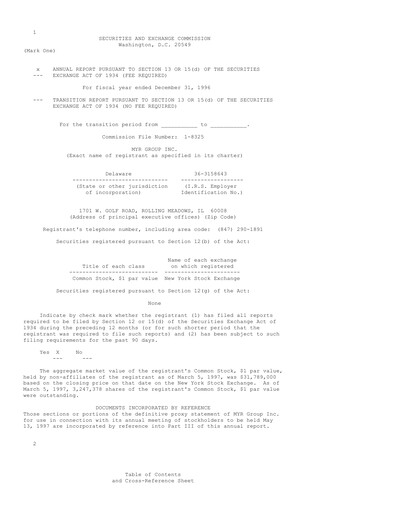 Thumbnail MYR Group Annual Report 1996