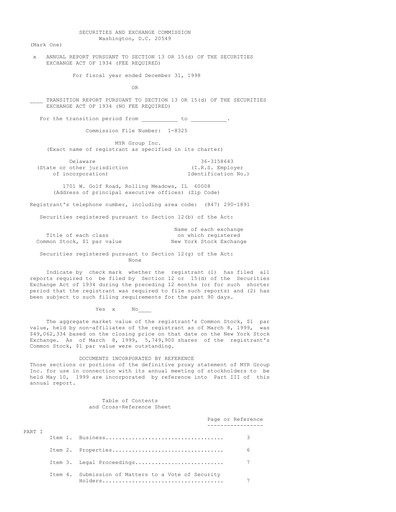Thumbnail MYR Group Annual Report 1998