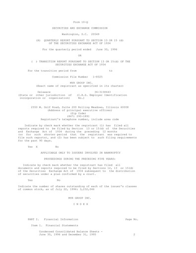 Thumbnail MYR Group Quarterly Report 1996-q2