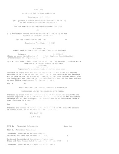 Thumbnail MYR Group Quarterly Report 1996-q3