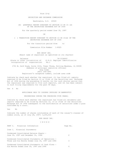 Thumbnail MYR Group Quarterly Report 1997-q2