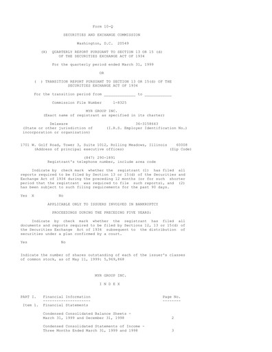 Thumbnail MYR Group Quarterly Report 1999-q1