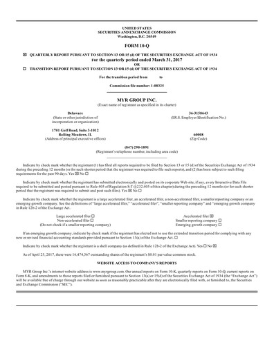Thumbnail MYR Group Quarterly Report 2017-q1