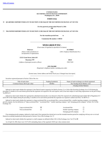 Thumbnail MYR Group Quarterly Report 2026-q1