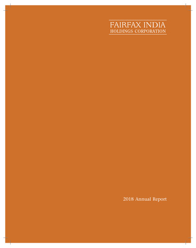 Thumbnail Fairfax India Holdings Annual Report 2018