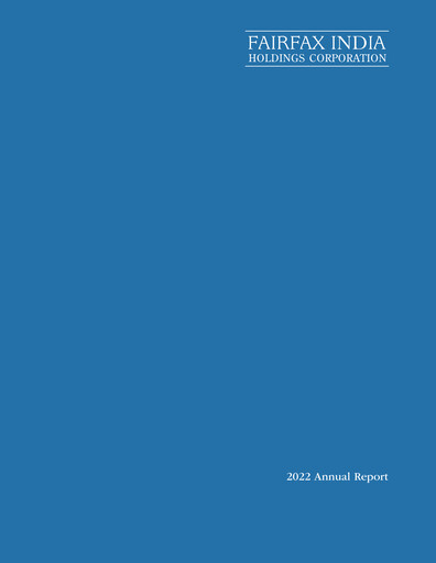 Thumbnail Fairfax India Holdings Annual Report 2022
