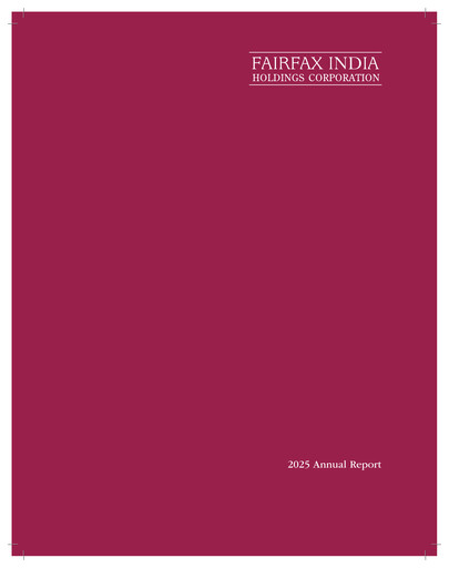 Thumbnail Fairfax India Holdings Annual Report 2025
