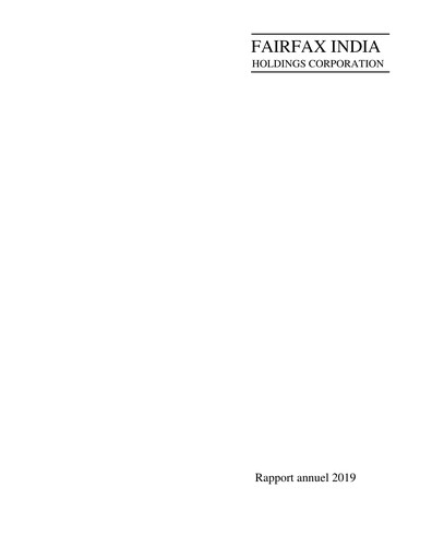 Thumbnail Fairfax India Holdings Annual Report 2019