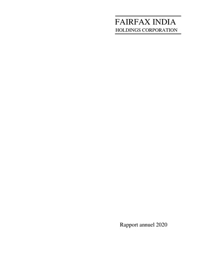 Thumbnail Fairfax India Holdings Annual Report 2020