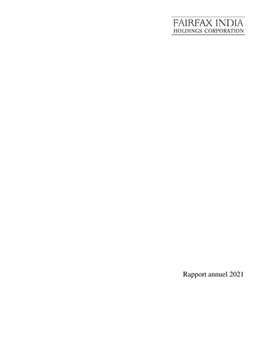 Thumbnail Fairfax India Holdings Annual Report 2021