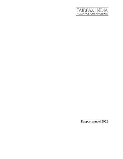 Thumbnail Fairfax India Holdings Annual Report 2022