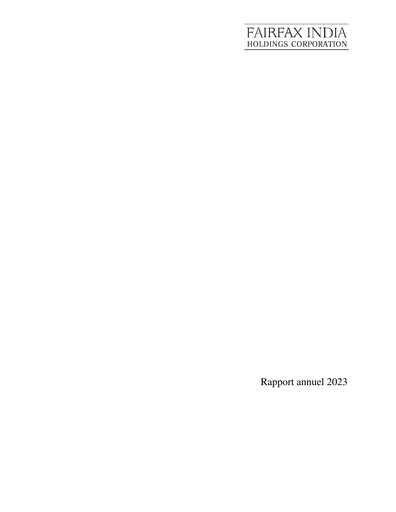 Thumbnail Fairfax India Holdings Annual Report 2023