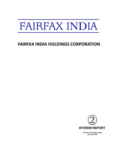 Thumbnail Fairfax India Holdings Quarterly Report 2015-q2