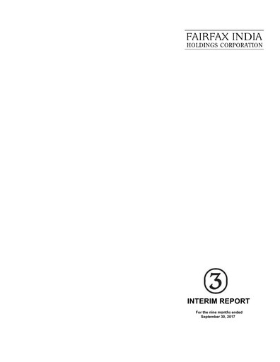 Thumbnail Fairfax India Holdings Quarterly Report 2017-q3