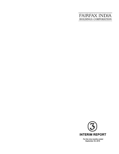 Thumbnail Fairfax India Holdings Quarterly Report 2018-q3