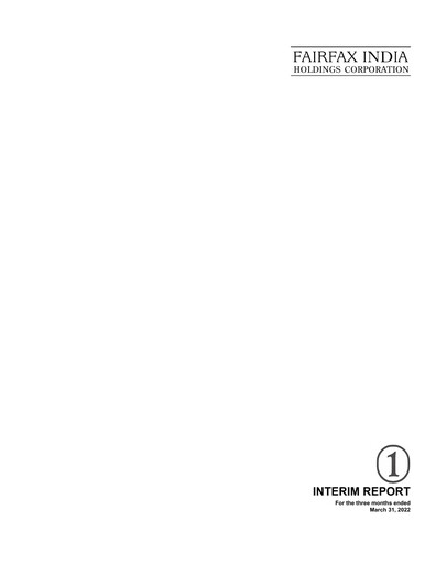 Thumbnail Fairfax India Holdings Quarterly Report 2022-q1