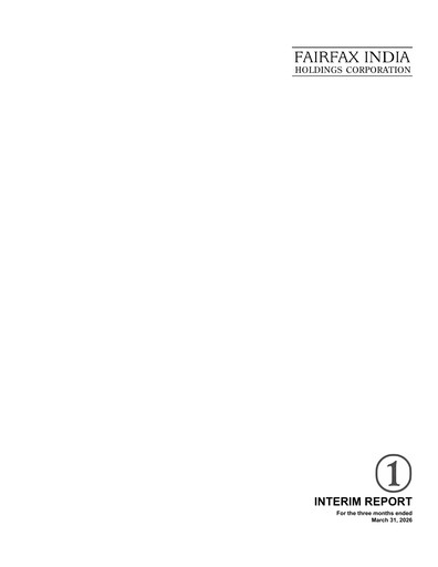 Thumbnail Fairfax India Holdings Quarterly Report 2026-q1
