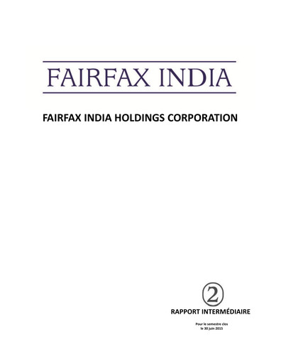 Thumbnail Fairfax India Holdings Quarterly Report 2015-q2